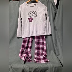 Women's 2 piece pajama set, super soft, Size M, "It's always coffee time."